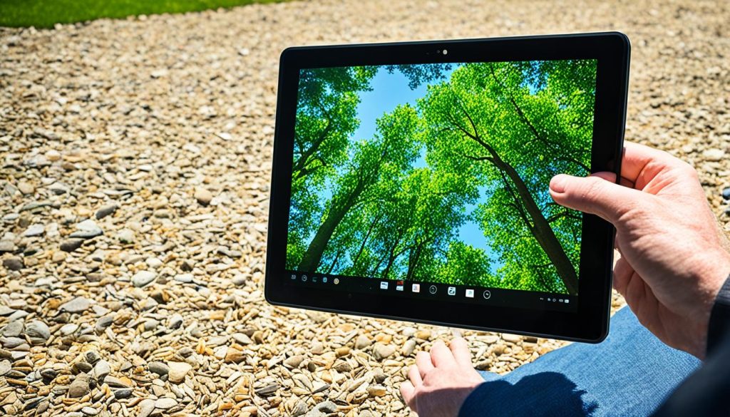 Tablet com tela anti-reflexo ideal para leitura em exteriores