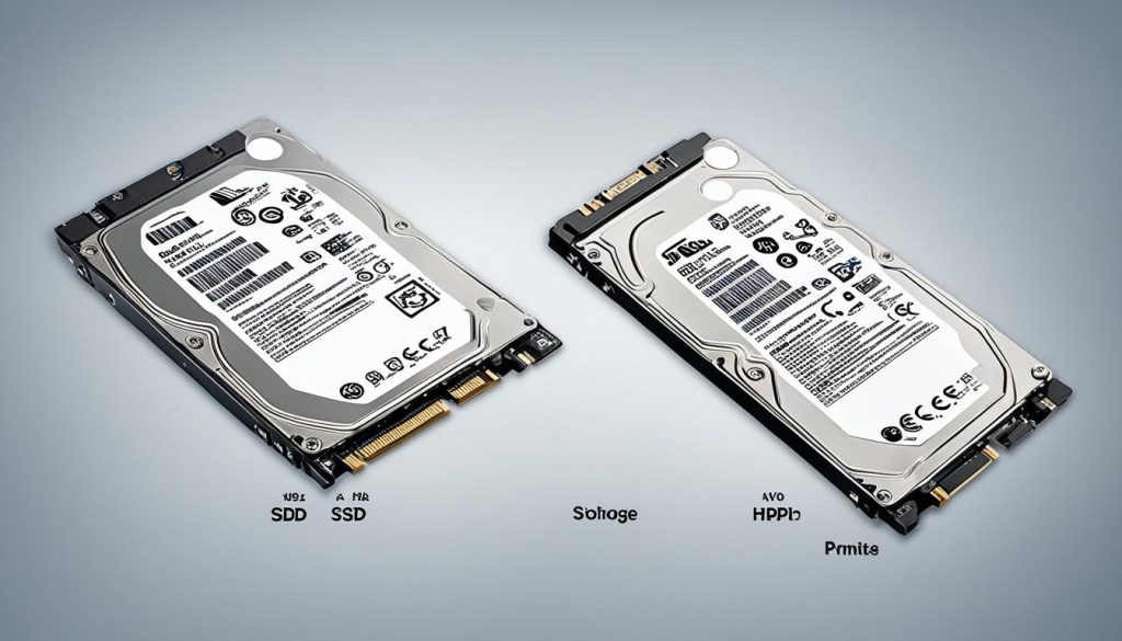 capacidades de armazenamento SSD e HDD